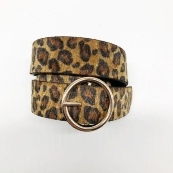 LINEA PELLE Boutique Faux Fur Leopard Printed Belt 